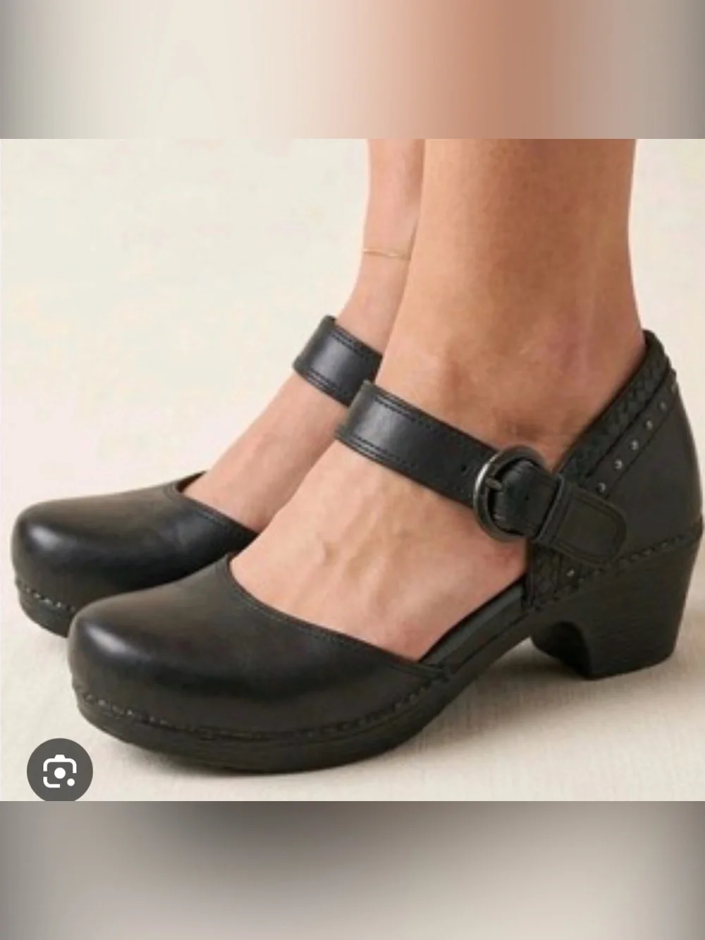 Dansko Makenna Black Leather Mary Jane Studded Heel Clogs Size 42 Comfort - Picture 2 of 16